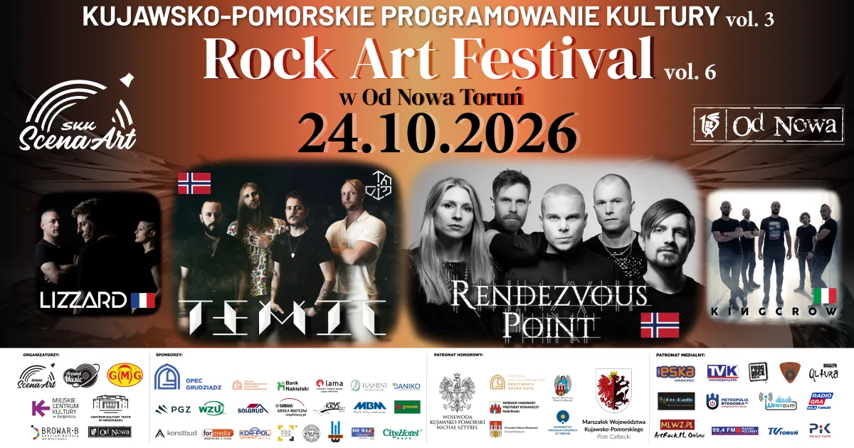 Rock Art Festival 2026 w Toruniu. Koncerty w Od Nowie i noclegi